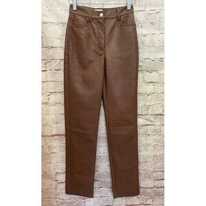 Aritzia Wilfred Womens The Melina Pant Faux Leather High Waist Brown Size 00